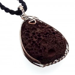 Wired Natural Volcanic Lava Rock Pendant
